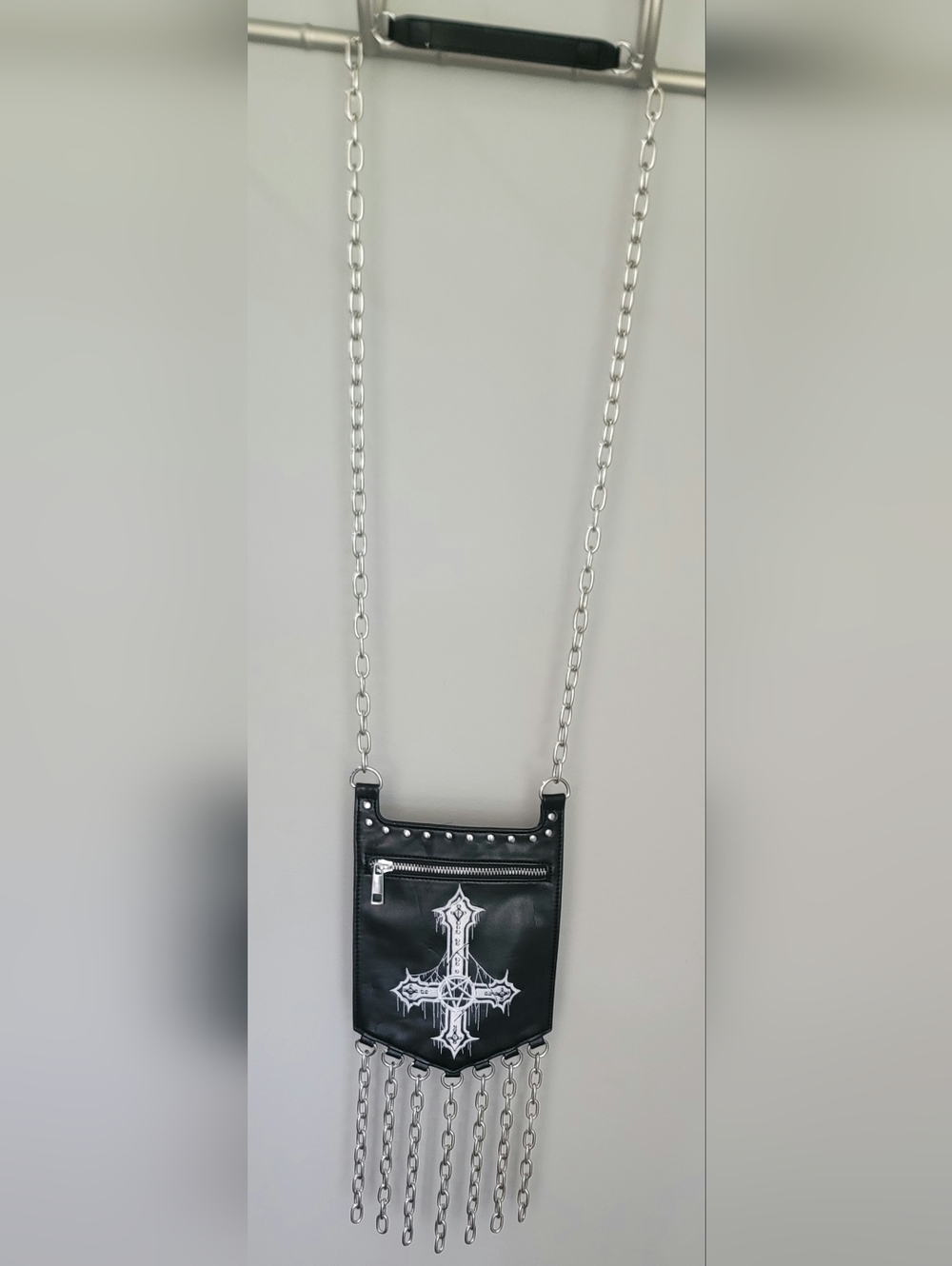 Dolls Kill Black Cross Chain Fringe Crossbody Bag
